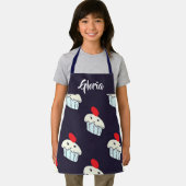 可愛いカップケーキを青で エプロン (インサイチュ)