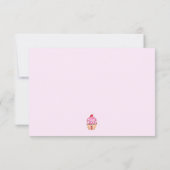 可愛いカップケーキピンクガーリーの最初の誕生日パーティーの写真 サンキューカード (裏面)