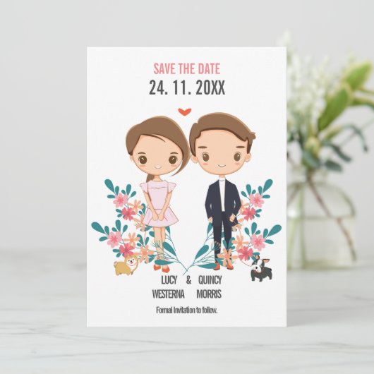 可愛いカップルかわいらしフローラは日付を保存する (スタンド正面)