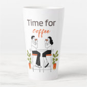 可愛いカップルのイラスト入りマグカップ 15オンス カフェラテマグ (正面)