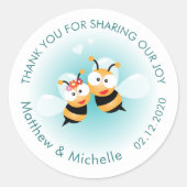 可愛いカップルへの甘い結婚感謝 ラウンドシール (正面)