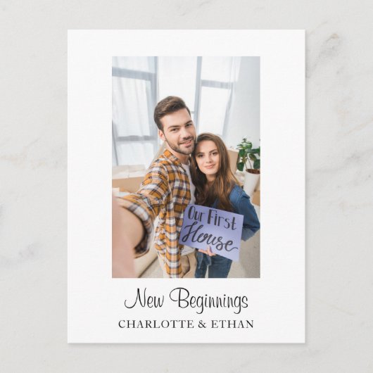 可愛いカップル私たちの最初の家の引越し発表 ポストカード (正面)