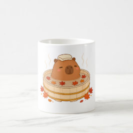 可愛いカピバラの秋の温泉紅葉マグカップ コーヒーマグカップ
