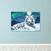 可愛いカブの白い虎の引き伸ばしキャンバス印刷 キャンバスプリント (インサイチュ (ウッドフロア))