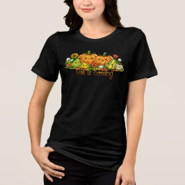 可愛いカボチャとセコイアカボチャ 秋の到来 トライブレンドTシャツ