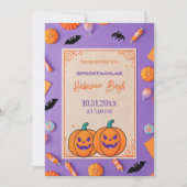 可愛いカボチャのハロウィーンバッシュオレンジパープル 招待状 (正面)