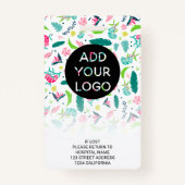 可愛いカメレオン小児科医の写真ロゴコード バッジ (裏面)