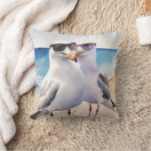 可愛いカモメ二匹の恋 クッション (ブランケット)