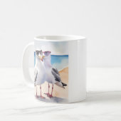 可愛いカモメ二匹の恋 コーヒーマグカップ (正面左)
