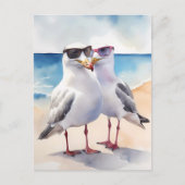 可愛いカモメ二匹の恋 ポストカード (正面)