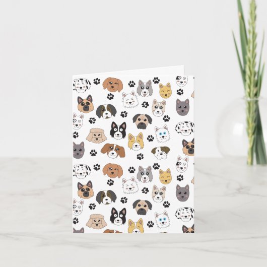 可愛いカラフルおもしろい犬&ドッグポーパターン カード (正面)