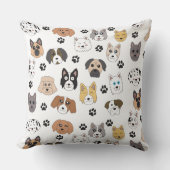 可愛いカラフルおもしろい犬&ドッグポーパターン クッション (正面)