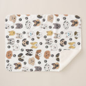 可愛いカラフルおもしろい犬&ドッグポーパターン シェルパブランケット (正面(横))