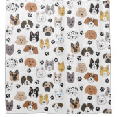 可愛いカラフルおもしろい犬&ドッグポーパターン シャワーカーテン (正面)