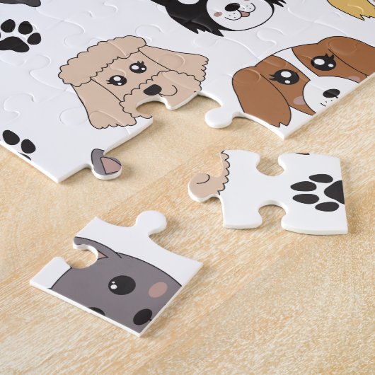 可愛いカラフルおもしろい犬&ドッグポーパターン ジグソーパズル (側面)
