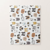 可愛いカラフルおもしろい犬&ドッグポーパターン ジグソーパズル (縦)