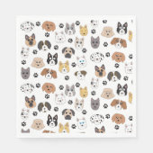 可愛いカラフルおもしろい犬&ドッグポーパターン スタンダードランチョンナプキン (正面)