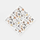 可愛いカラフルおもしろい犬&ドッグポーパターン スタンダードランチョンナプキン (角)