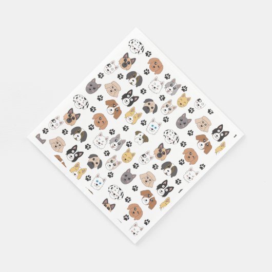 可愛いカラフルおもしろい犬&ドッグポーパターン スタンダードランチョンナプキン (角)