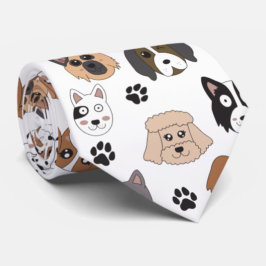 可愛いカラフルおもしろい犬&ドッグポーパターン ネクタイ (ロール)