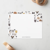 可愛いカラフルおもしろい犬&ドッグポーパターン ノートカード (正面/裏面インサイチュ)