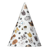 可愛いカラフルおもしろい犬&ドッグポーパターン パーティーハット (左)
