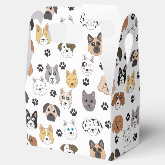 可愛いカラフルおもしろい犬&ドッグポーパターン フェイバーボックス (オープン)