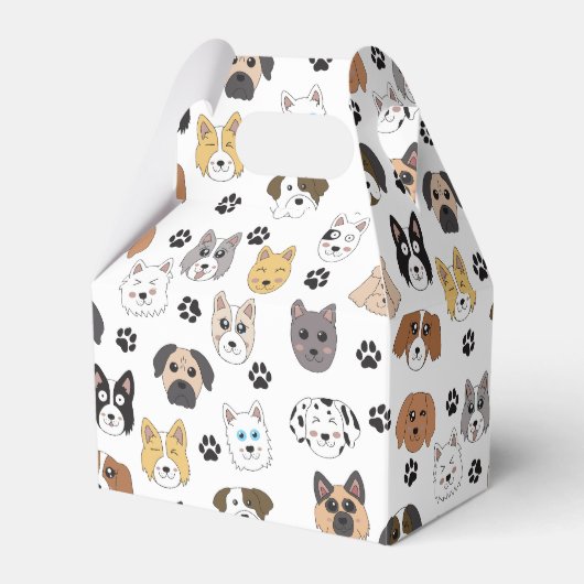 可愛いカラフルおもしろい犬&ドッグポーパターン フェイバーボックス (正面サイド)