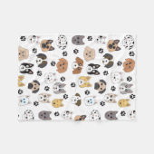 可愛いカラフルおもしろい犬&ドッグポーパターン フリースブランケット (正面(横))