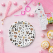 可愛いカラフルおもしろい犬&ドッグポーパターン ペーパープレート (パーティー)