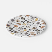 可愛いカラフルおもしろい犬&ドッグポーパターン ペーパープレート (アングル)