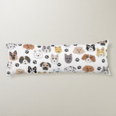 可愛いカラフルおもしろい犬&ドッグポーパターン ボディピロー (裏面)