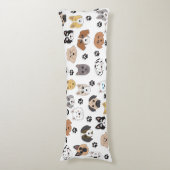 可愛いカラフルおもしろい犬&ドッグポーパターン ボディピロー (正面縦)