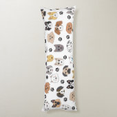 可愛いカラフルおもしろい犬&ドッグポーパターン ボディピロー (裏面 (縦))