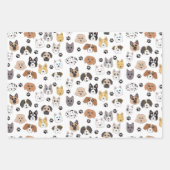 可愛いカラフルおもしろい犬&ドッグポーパターン ラッピングペーパーシート (正面)