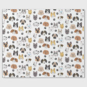 可愛いカラフルおもしろい犬&ドッグポーパターン ラッピングペーパー (フラット)