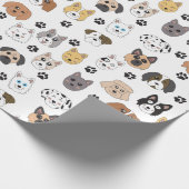 可愛いカラフルおもしろい犬&ドッグポーパターン ラッピングペーパー (角)