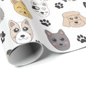 可愛いカラフルおもしろい犬&ドッグポーパターン ラッピングペーパー (ロールコーナー)