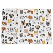 可愛いカラフルおもしろい犬&ドッグポーパターン ラージペーパーバッグ (正面)