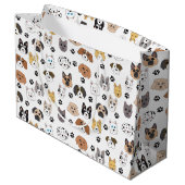 可愛いカラフルおもしろい犬&ドッグポーパターン ラージペーパーバッグ (裏面アングル)