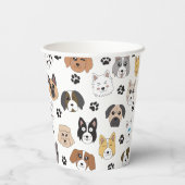 可愛いカラフルおもしろい犬&ドッグポーパターン 紙コップ (裏面)