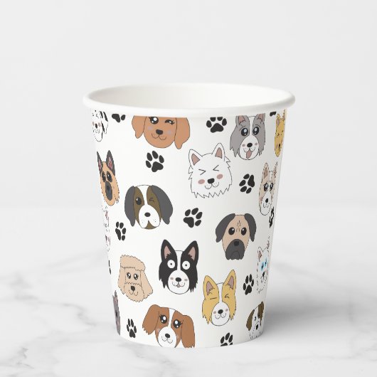 可愛いカラフルおもしろい犬&ドッグポーパターン 紙コップ (裏面)