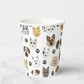 可愛いカラフルおもしろい犬&ドッグポーパターン 紙コップ (左)