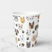 可愛いカラフルおもしろい犬&ドッグポーパターン 紙コップ (右)