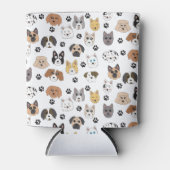 可愛いカラフルおもしろい犬&ドッグポーパターン 缶クーラー (正面)