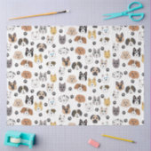 可愛いカラフルおもしろい犬&ドッグポーパターン 薄葉紙 (クラフト)