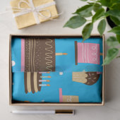 可愛いカラフルお洒落誕生日模様（青） 薄葉紙 (ギフト)