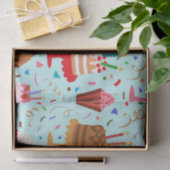 可愛いカラフルお誕生日ケーキとカップケーキを青に 薄葉紙 (ギフト)