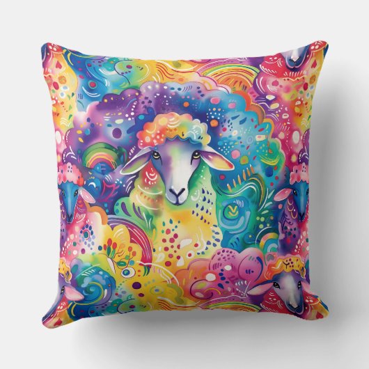 可愛いカラフルのシープパターン クッション (裏面)