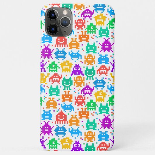可愛いカラフルのピクセル化されたモンスタパターン Case-Mate iPhoneケース (裏面)